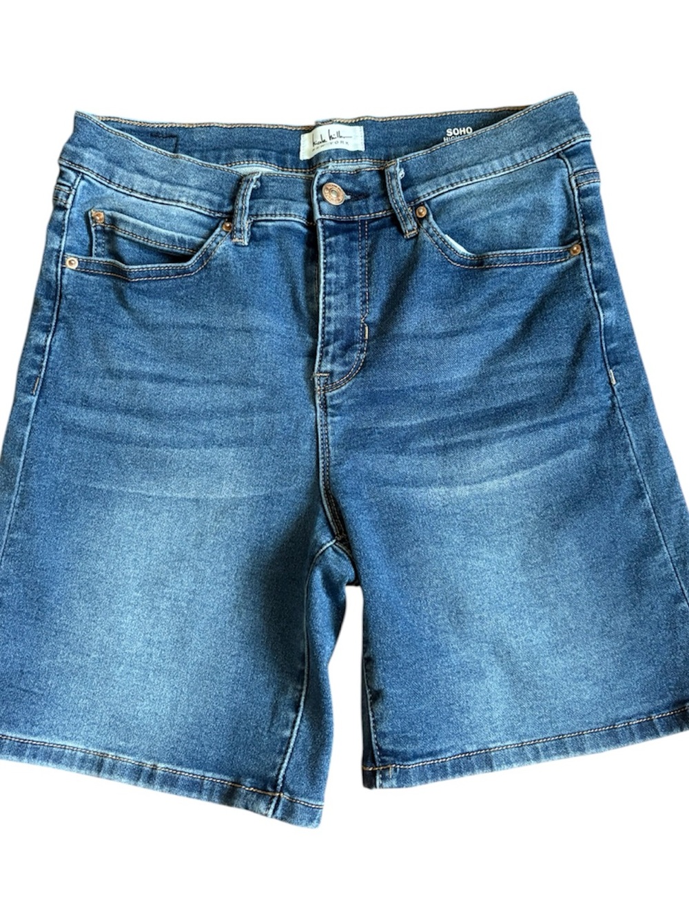 Nicole Miller Blue Denim High-Rise Bermuda Shorts